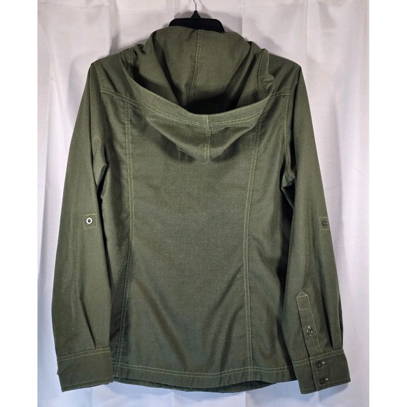 Columbia Womens Olive Green Hooded Utility Jacket Canvas Full Zip Outdoor Small - Picture 4 of 9